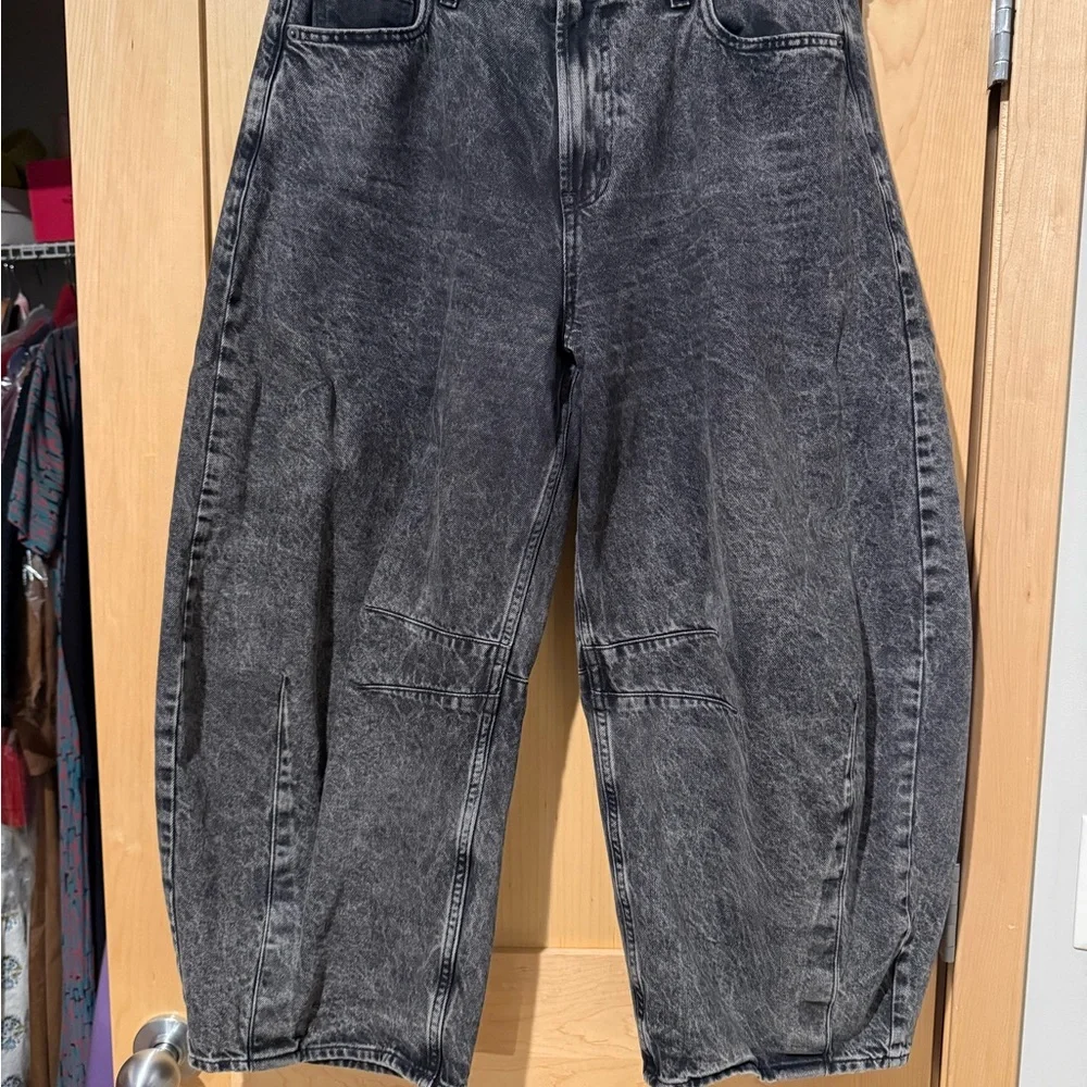 Black Women’s Denim Barrel Jeans - Picture 1 of 3